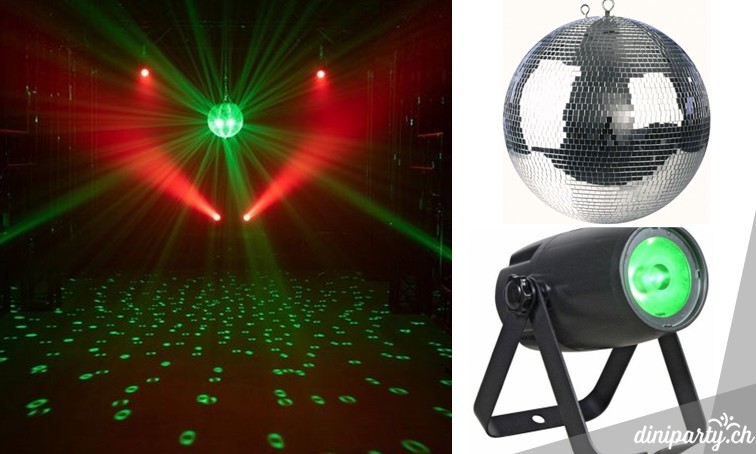 Spiegelkugel 40cm mit LED Punktstrahler und Motor